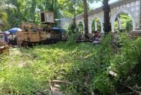 Dinas Perkim Kabupaten Sukabumi melakukan pemangkasan pohon di area Alun-Alun Palabuhanratu