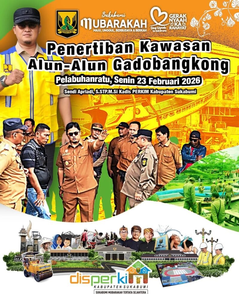 Dinas Perkim Kabupaten Sukabumi melaksanakan penataan dan penertiban kawasan Alun-Alun Gadobangkong