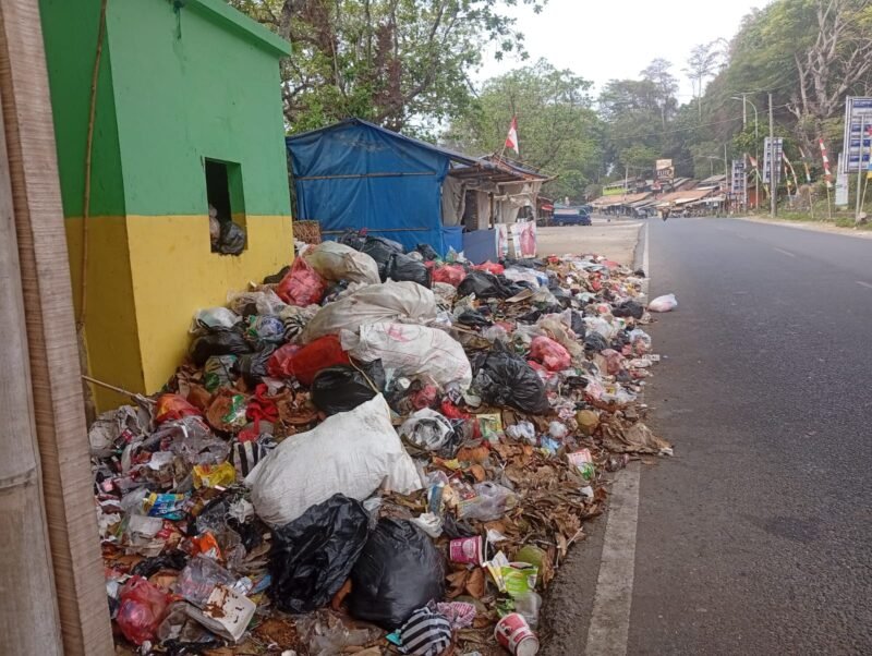 Tumpukan sampah yang meluber di sejumlah TPS kawasan wisata Karang Hawu,